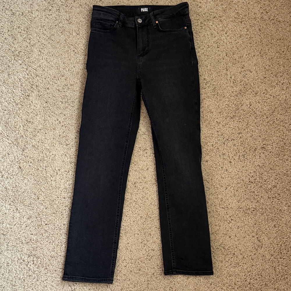 PAIGE Cindy Black High-Rise Straight Jeans - Women's
